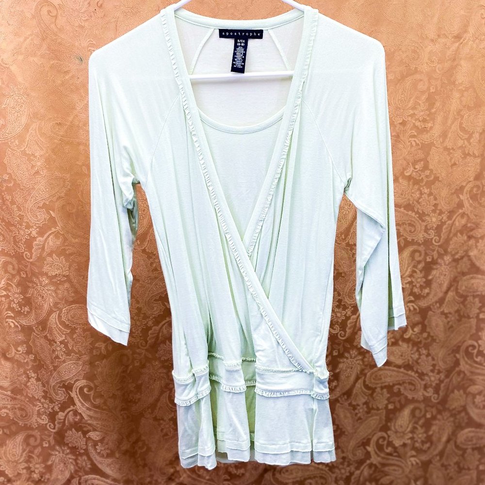 Apostrophe Layered Look Lazy Shirt Boho Steampunk Trendy Mint Green Top